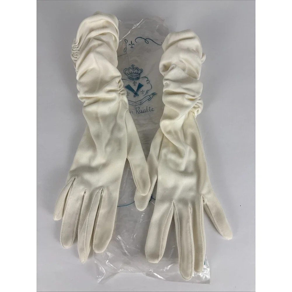 VTG Van Raalte Runched Gloves White Size 7 1/2 14